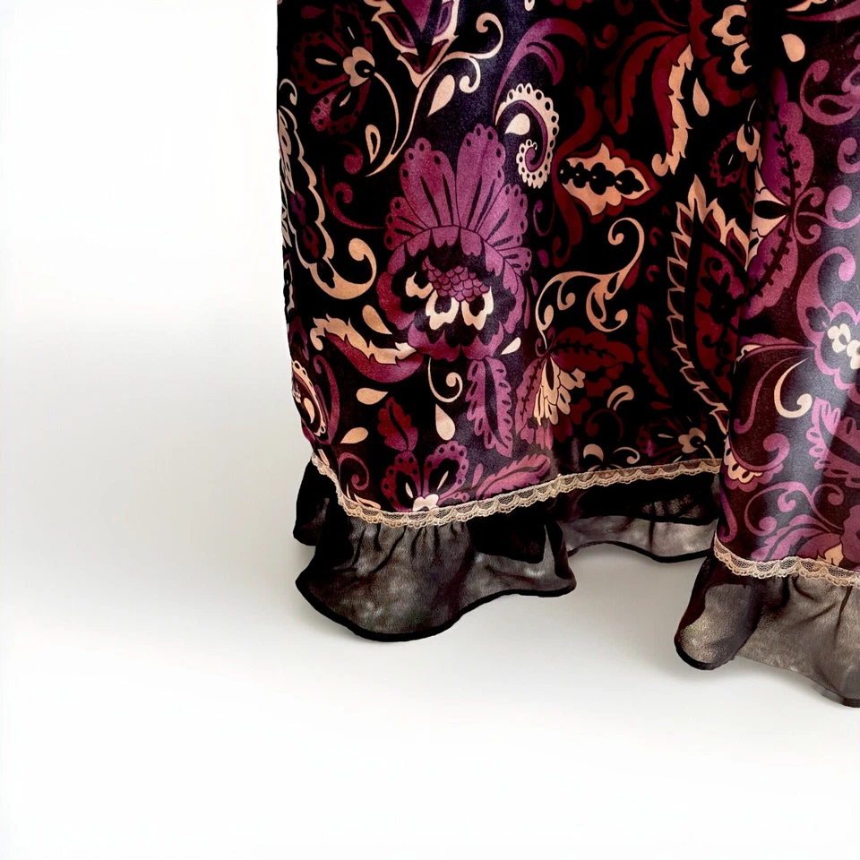 Camisón corto satinado APT 9 Intimates para mujer púrpura negro floral talla M Foto 3 de 4