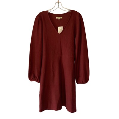madewell burgundy dress Women's Smocked High-Neck Mini Dress in Dusty Merlot - Size XXS