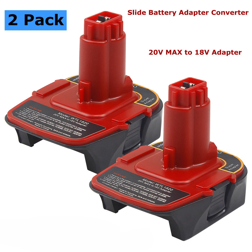 2pc Slide Battery Adapter Converter for Dewalt DCA1820 18V 20V