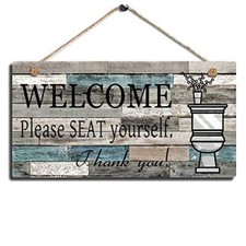 Printed Wood Plaque Sign Wall Hanging Welcome Sign Please Seat yourself Wall