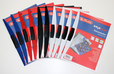 10er Pack Herlitz Kwikclip Klemmhefter Schnellhefter A4 Weiß Rot Blau Schwarz 