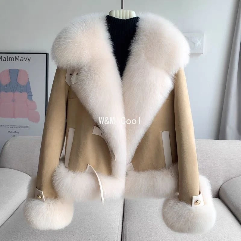 Invierno Nuevo Para Mujer Solapa Grande Imitación Piel Imitación Cuero Abrigos Borde de Piel Chaquetas Cortas Foto 2 de 4
