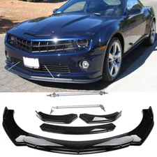 Front Bumper Lip Splitter Spoiler Kits Glossy Black For 10-13 Chevy Camaro V6