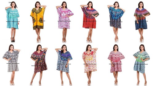 Indiano Kaftano Boho Hippy Taglie Forti Vestito Donna Ombre Mandala Stampa  Abito | eBay