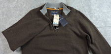 Nickel & Iron Mens Medium Dark Chocolate Textured Pullover 1/4 Zip Jumper