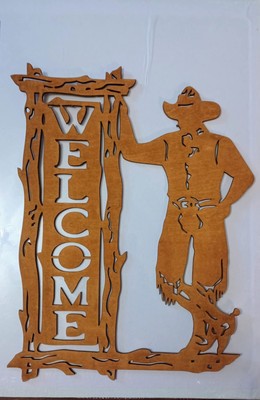 Laser engraved Wood Cowboy Welcome Signs