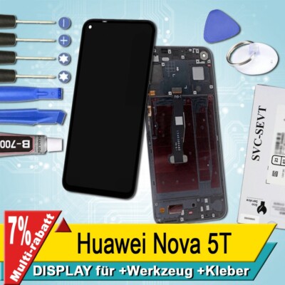 Display für Huawei Nova 5T Bildschirm Service Pack Schwarz Rahmen+