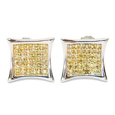 Hip Hop Men's Iced Out 12 mm Square Screw Back Stud Earrings 918