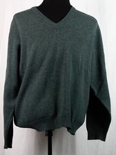 Club Room Green 100 Pure New Lambswool Wool V-Neck Sweater Men's L