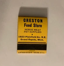 Creston Feed Store Horse Meat Pet Supplies Vtg. Matchbook Unstruck Complete