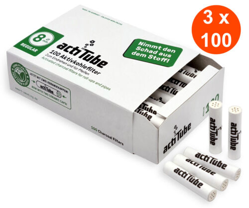 actiTube 3 x 100 filter Carboni Attivi 8mm Regolare 3 Boxe = 300 Filtro Rotante - Zdjęcie 1 z 4