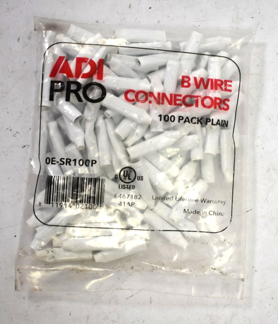 ADI Pro B Wire Connectors 0E-SR100P 100 Pack Plain White Replacements Units