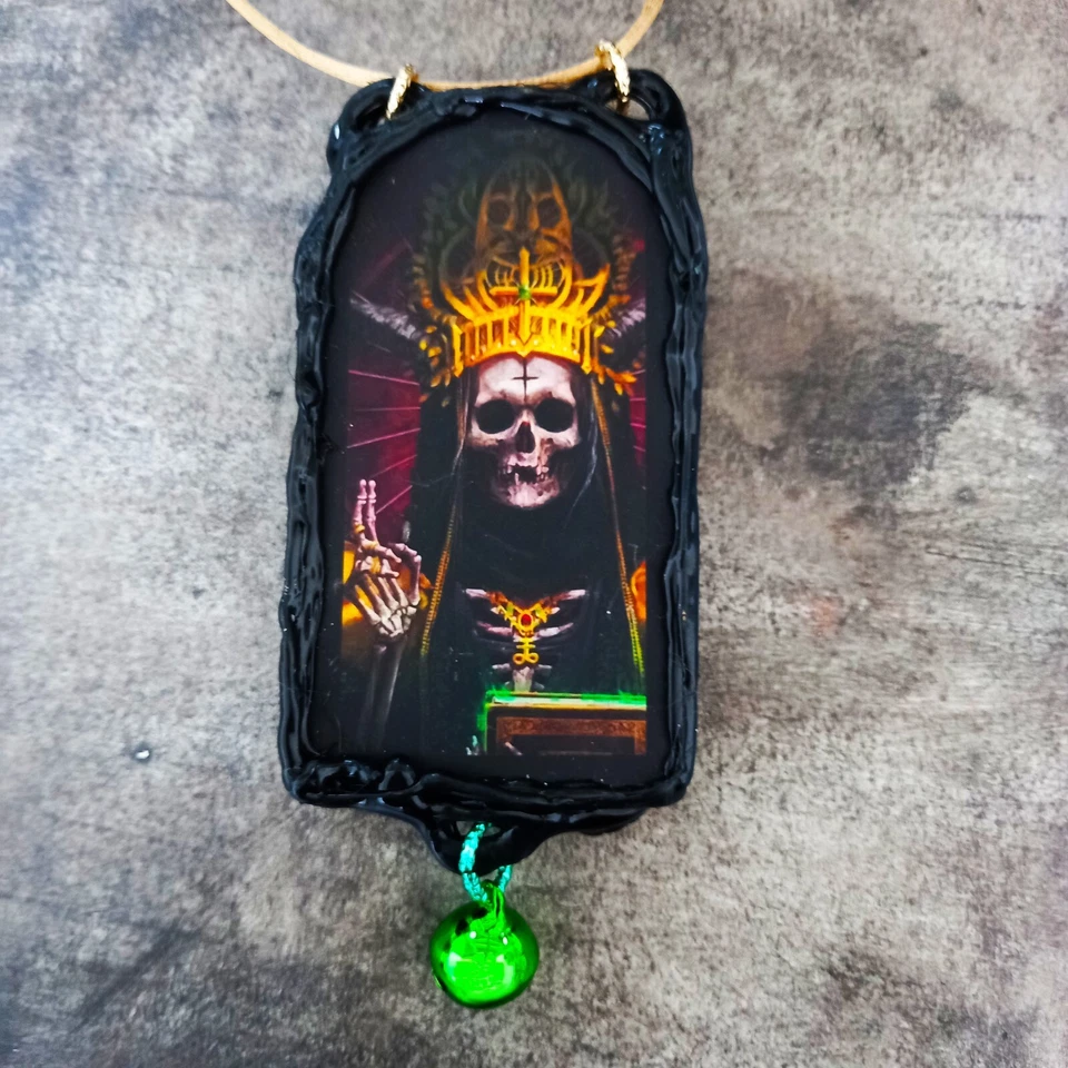 Santa Muerte Talismán Magico Collar Colgante Amuleto Calavera Esqueleto Muerte Joyería Foto 4 de 4