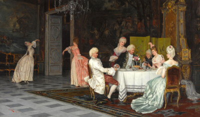 Engagement Toasting European Classical Oil Painting Art Printed on canvas L3240
