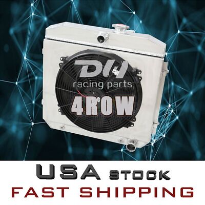 #5057 4Row Aluminum Radiator Shroud+16''Fan For 1955-57 Chevy Bel Air Nomad V8 AT