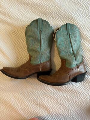 Ariat Legend Turquoise Brown Square Toe Western Cowboy Boots