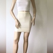NEW CLAUDE MONTANA Paris Ivory High Waisted Side Zip Skirt Size 40/6 