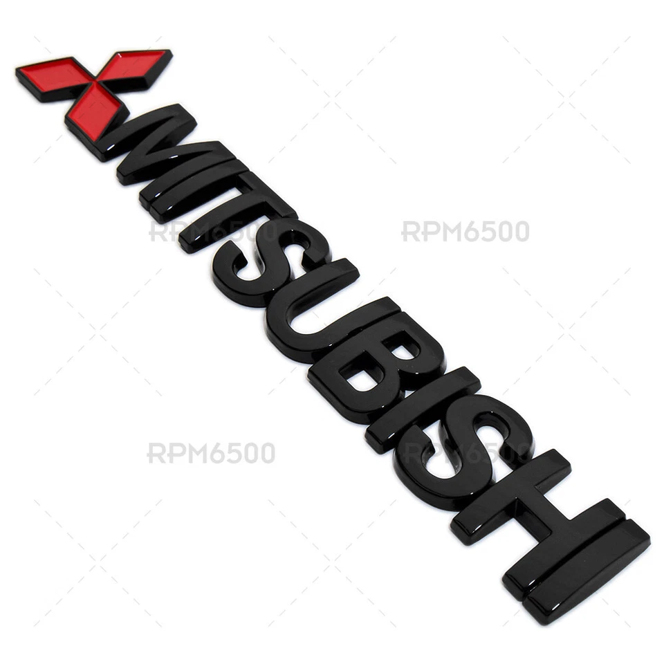 For Mitsubishi Logo Letter Sport Rear Liftgate Tailgate Lid Badge Emblem Black - Image 3 of 4