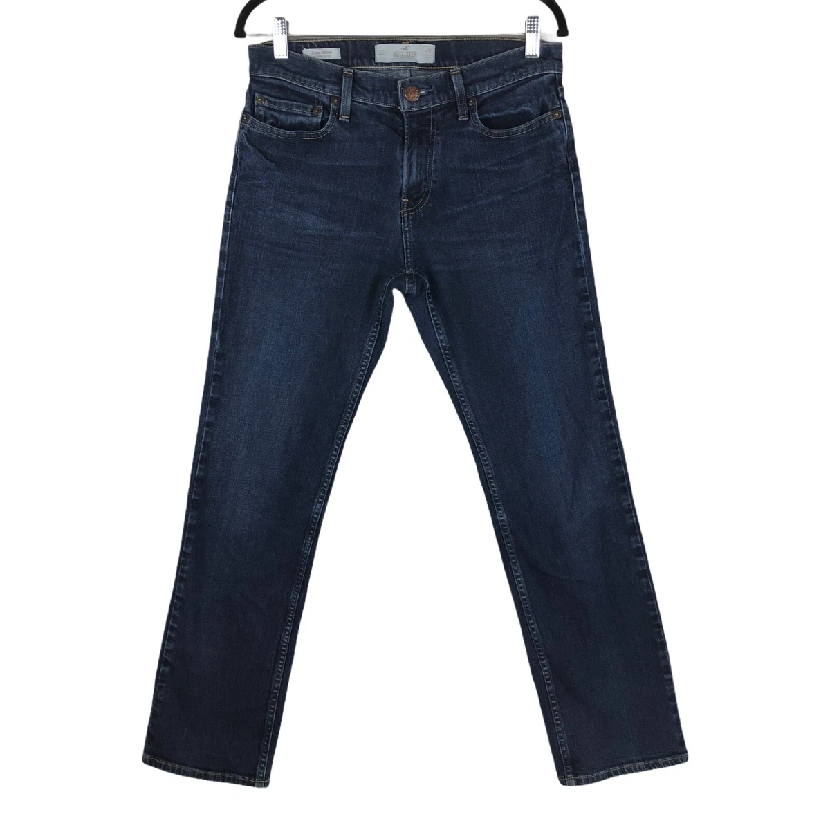 Hollister Epic Flex Jeans Mens 30X32 Classic Straight Blue Dark Washed Denim