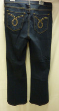 NYDJ BOOTCUT JEANS SIZE 14 HIGH RISE DARK WASH EMBELISHED BACK POCKETS 34X31.5