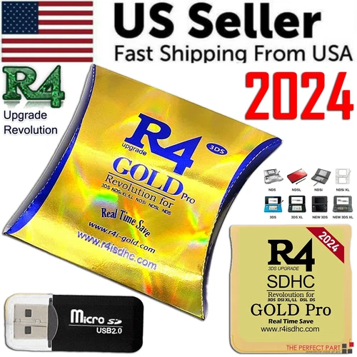 2025 Version R4 Gold Pro SDHC R4i For DS/3DS/2DS Revolution Cartridge + USB