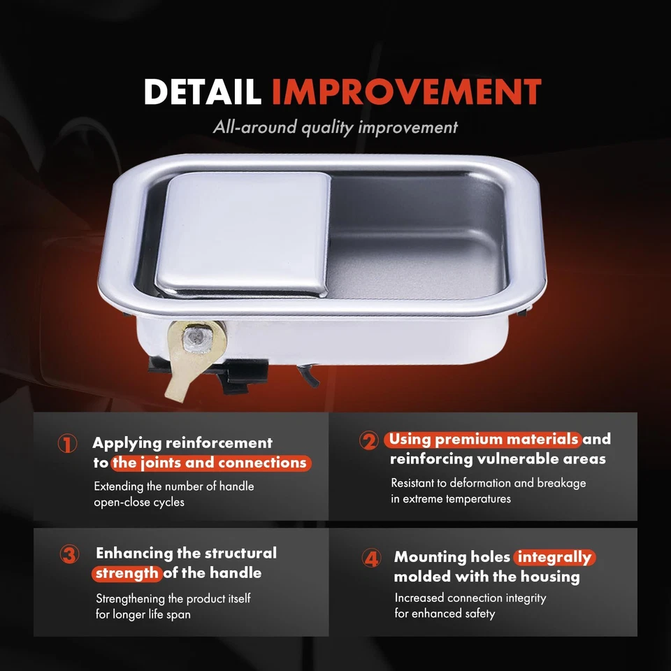 Front Left Chrome Door Handle for Volvo WAH 1996-2002 WC 1996-1998 WG WH WI WX - Image 3 of 4