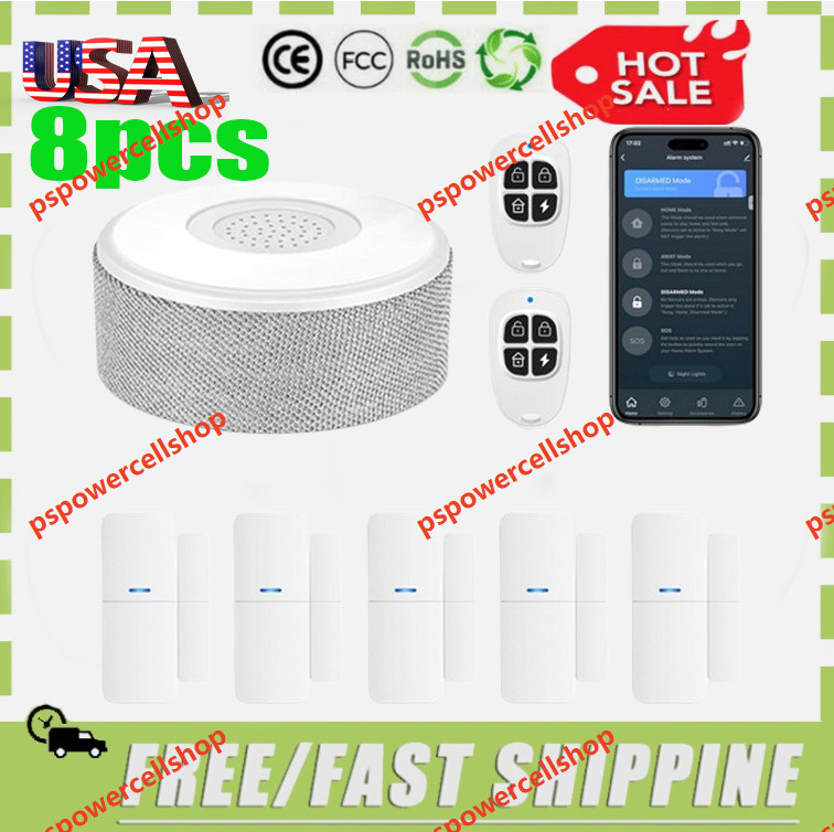 8pcs Home Alarm System Security DIY Door/Window Sensors for House Office