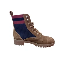 Cecelia New York New Size 7 Womens Brown Suede Lace-Up Combat Boots Knit Detail