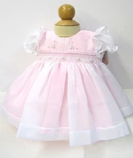 NWT Will'beth Pink Sheer Overlay Smocked Puff Slv Dress Preemie Baby Girls PR 00