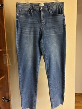 Nicole Miller SoHo High Waist Fray Ankle Slim Jeans; Size 12; Blue