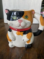 Pier 1 Imports Calico Cat Coffee Mug Vintage Tall with Mouse Design