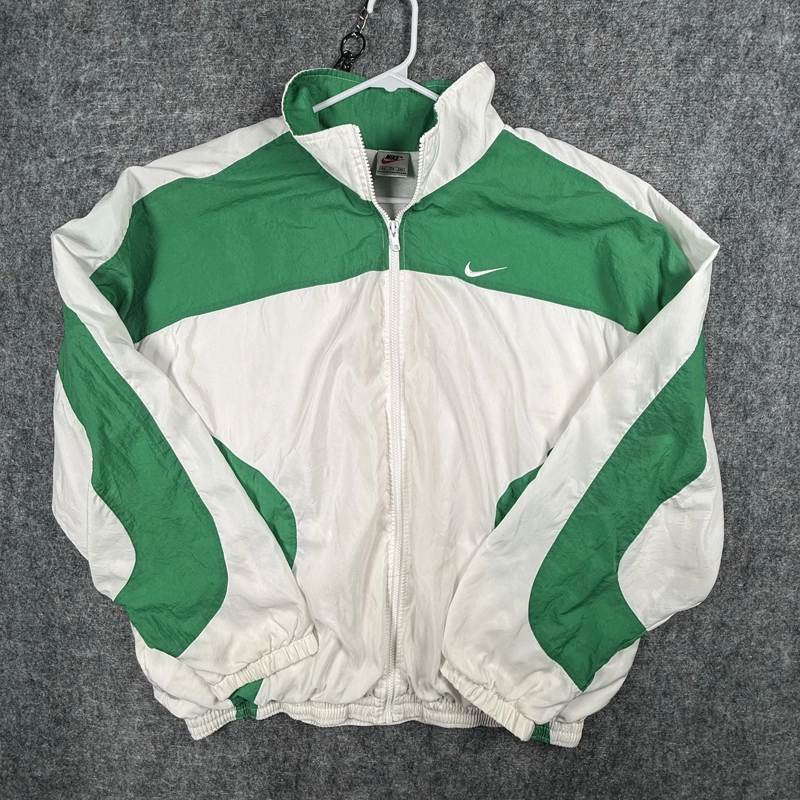 Vintage Nike Windbreaker Jacket Mens XXL Green White Embroidered Swoosh Y2K