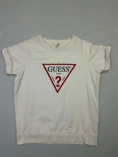 GUESS Junior Women's Classic Triangle Logo Crewneck Short Sleeve Sweatshirt