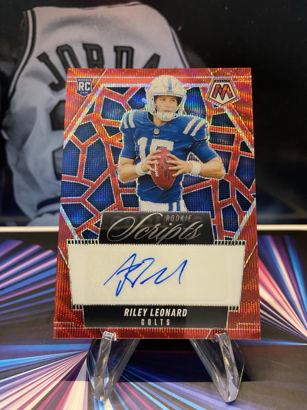 2025 Panini Mosaic Riley Leonard Rookie Scripts #RS-RLD RED WAVE RC COLTS