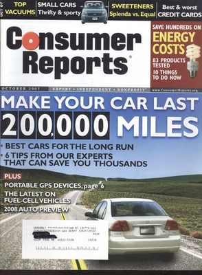 #ad 2007 Consumer Reports Magazine: Make Your Car Last 200000 Miles $4.00