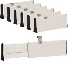 JONYJ Drawer Dividers Organizer 6 Pack, Adjustable Separators 4" High Expandable