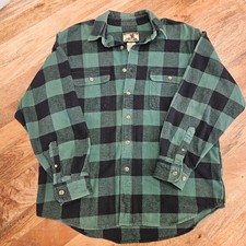VTG Field  Stream Flannel Shirt Men's Medium Green Check Plaid Outdoors Hiking