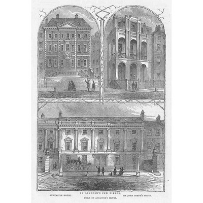 LONDON Ansichten in Lincoln's Inn Fields - antiker Druck 1892