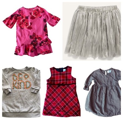 Lot (5) Gap Old Navy 2T Girls Toddler Dress Skirt Floral Plaid Holiday