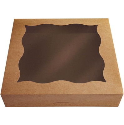 CHERRY 25-Pack 12''x12''x3''Large Brown Bakery Boxes with PVC Window for Pie and...