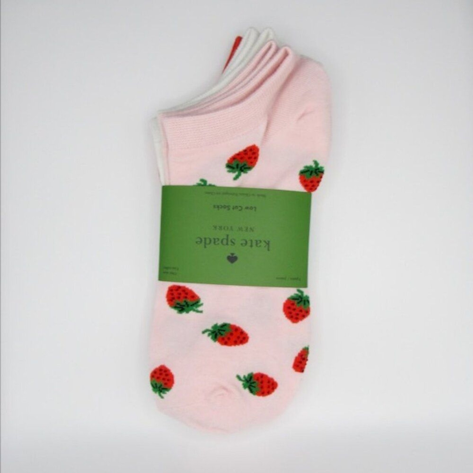 NEW Kate Spade Strawberry Print Socks Pack 3 Pairs NWT thumbnail 3