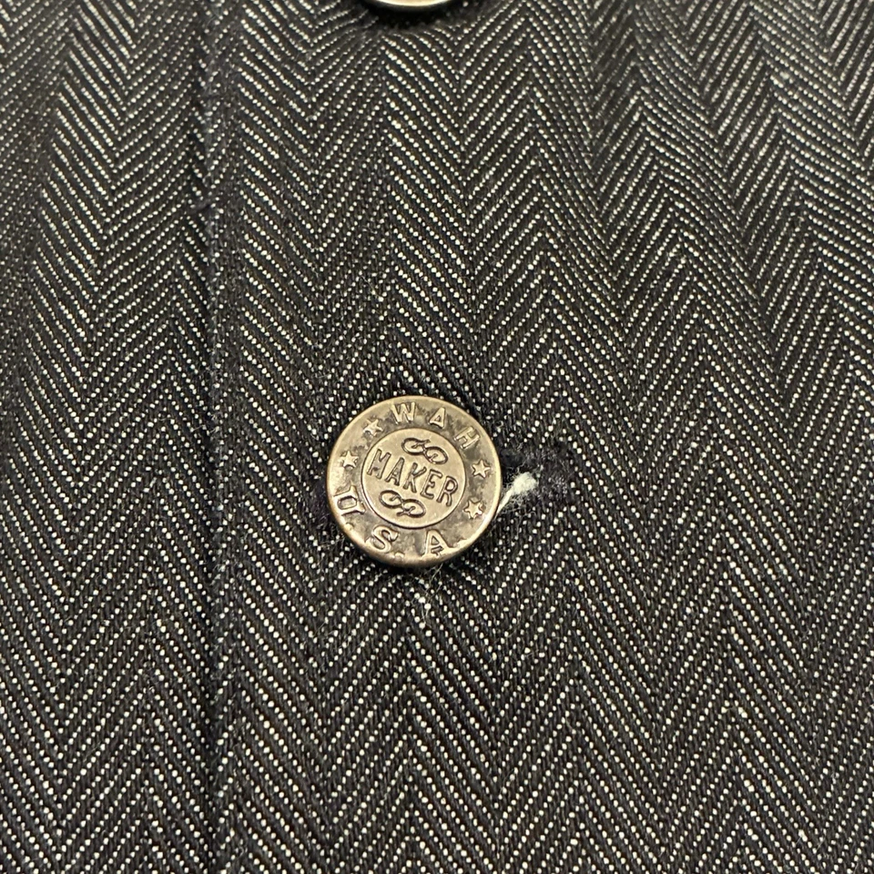 Wah Maker Mens Vest Grey Size M Medium Vintage Limited Edition Denim Herringbone - Image 3 of 4