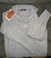Loro Piana Grey Gray 1/4 Zip UpSweater Baby Cashmere Size 48 Medium