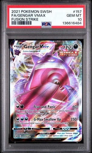 Pokémon Gengar VMAX 157/264 Holo TCG Fusion Strike 2021 Full Art PSA 10 Gem Mint