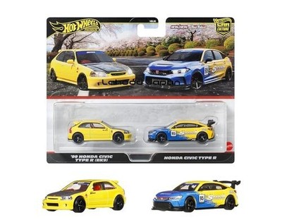 Hot Wheels Premium 2-Pack 99 Honda Civic Type R EK9 / Honda Civic Type R Fahr...