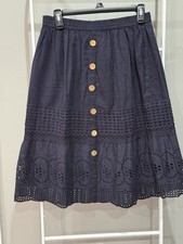 Retro Floral Eyelet Skirt Blue L Tiered Lace Boho Western Indie Folk Classic 80s