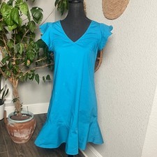 J. Crew Mercantile Blue Flutter Sleeve Ruffle Hem Mini Dress Size 00