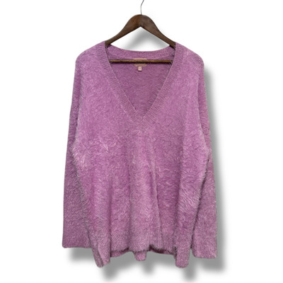 Show Me Your Mumu Cozy Forever Sweater Fuzzy Purple Size Medium 23 x 29