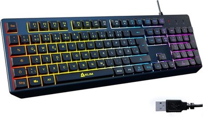 KLIM Chroma Gaming Tastatur QWERTZ DEUTSCH   USB Kabel, RGB Beleuchtung, Leise