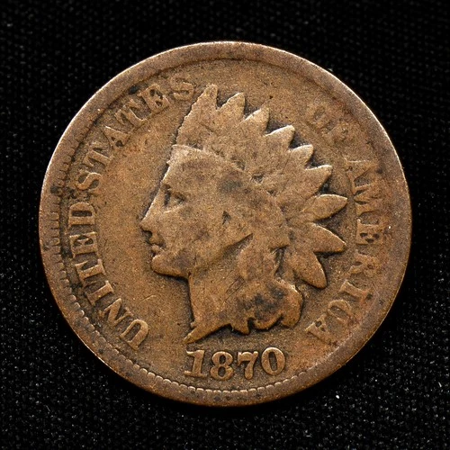 • KEY DATE • 1870 INDIAN HEAD CENT 1c penny G GOOD coin